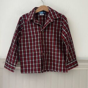 Good Lad Boys Size 5 Red and Black Plaid Button Down Shirt